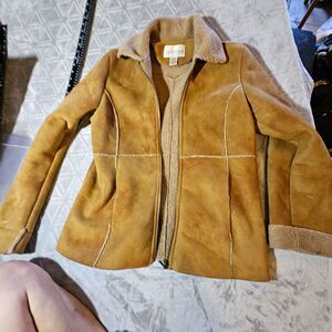 Carolina Colours Brown Faux Shearling Lined Zip Short Fitted Jacket Women’s S